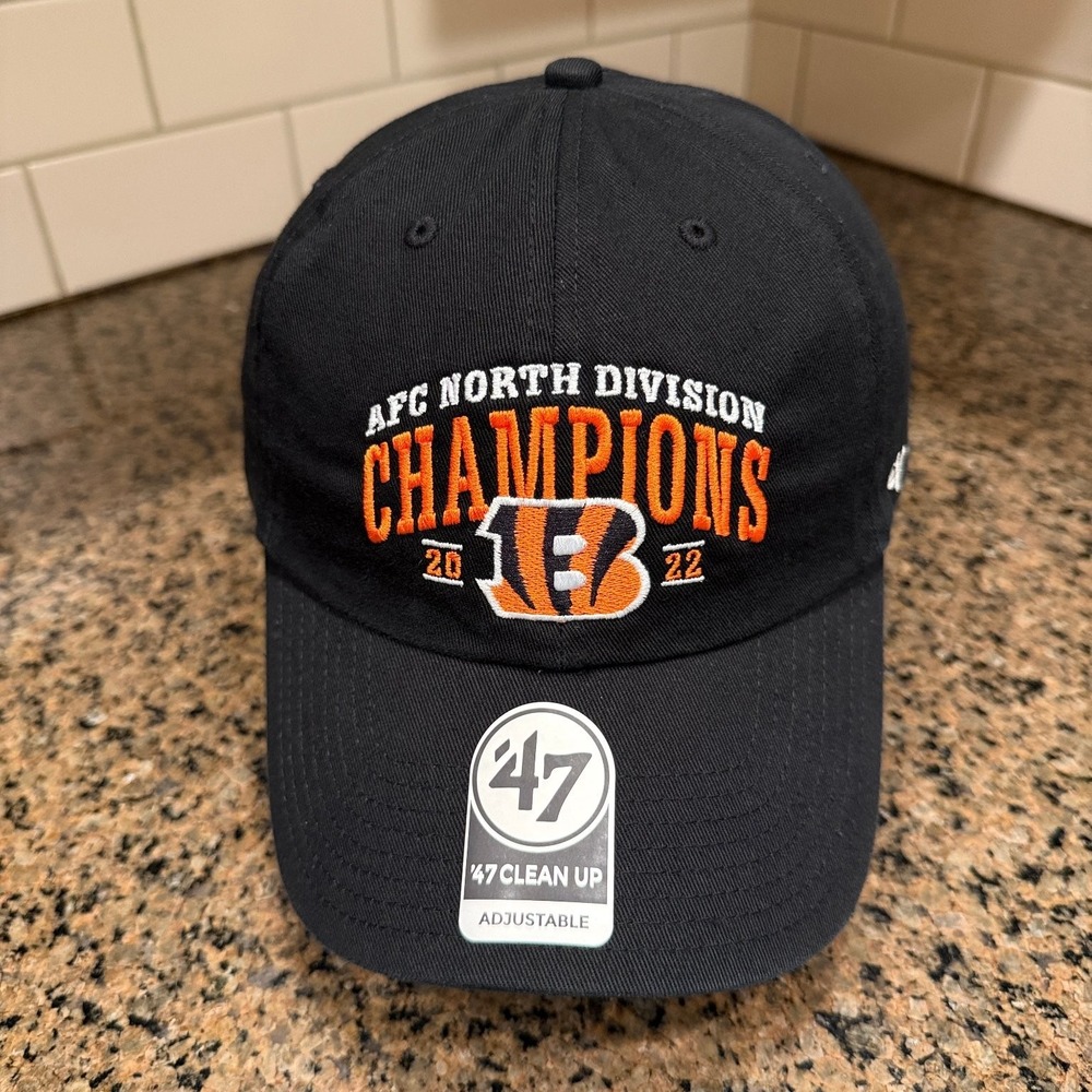 Cincinnati Bengals Hat '47 Clean Up Men's Adjustable Black AFC North Champs New